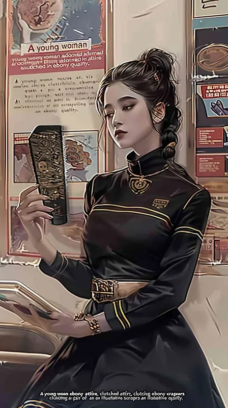 A girl wearing black clothes, holding two scrapers in hand, with an illustration style - style2部分