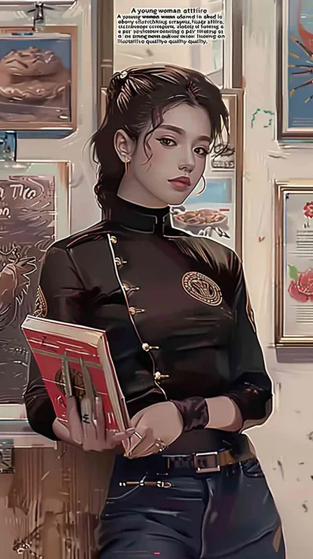A girl wearing black clothes, holding two scrapers in hand, with an illustration style - style4部分