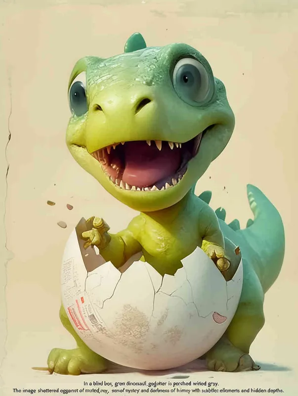 Blind box, a green little dinosaur sitting inside a broken eggshell, laughing loudly ，gray background，ng _ deepnegative _v1_75t,badhandv4( worst quality :2),( low quality :2),( normal quality :2), lowres , bad anatomy , bad hands , normal quality ,(( monochrome )),(( grayscale )),
Sampler ：DDIM ， Steps： 30 - style4部分