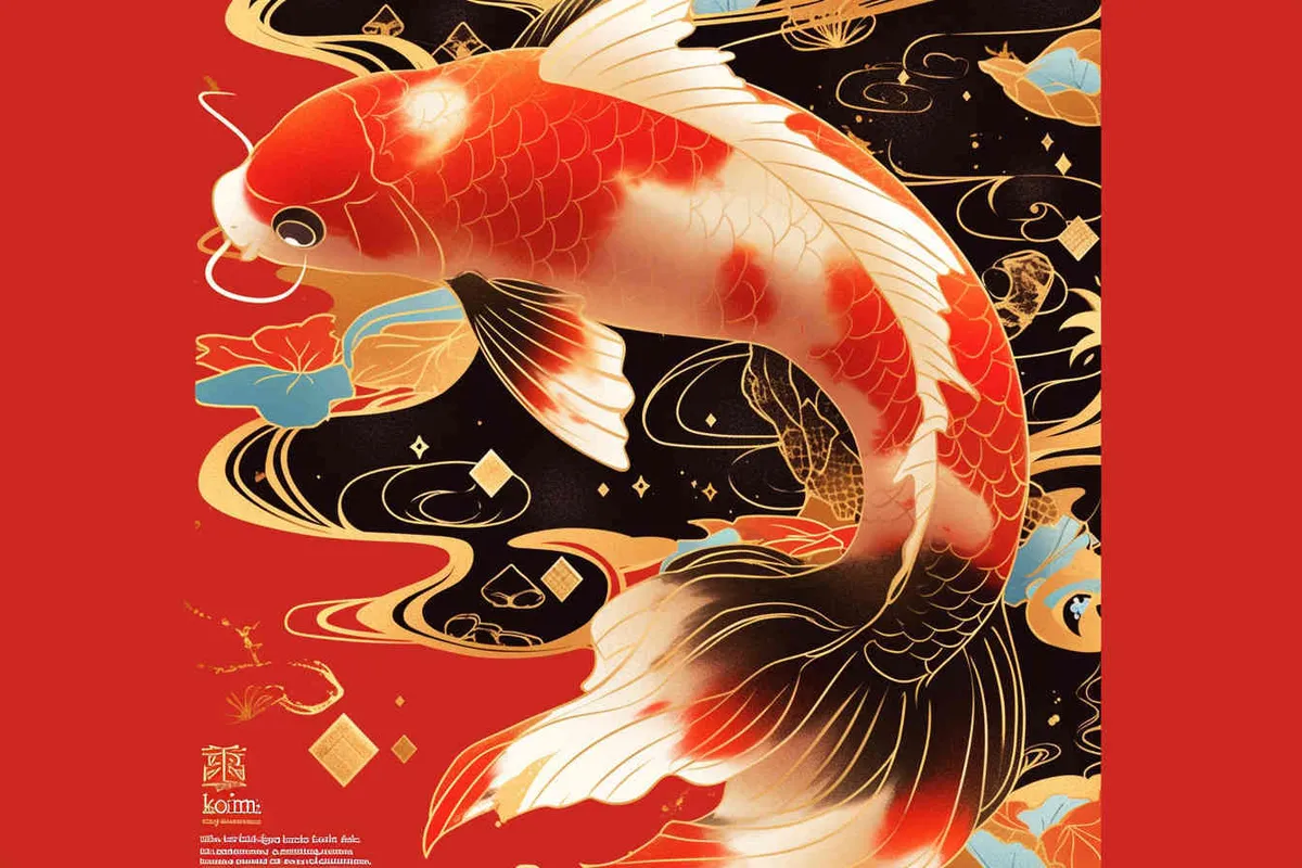 A red koi, with a red background, flat illustration, flat style, meticulous painting, --no black
 - style3部分
