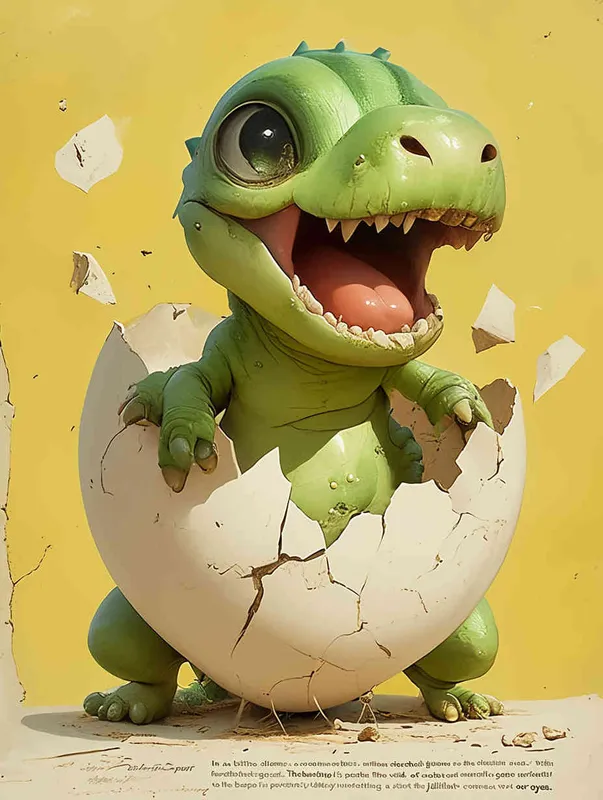 Blind box, a green, round little dinosaur sitting inside a broken eggshell, laughing loudly ，white background，ng _ deepnegative _v1_75t,badhandv4( worst quality :2),( low quality :2),( normal quality :2), lowres , bad anatomy , bad hands , normal quality ,(( monochrome )),(( grayscale )), Sampler ：DDIM ， Steps： 30
 - style1部分