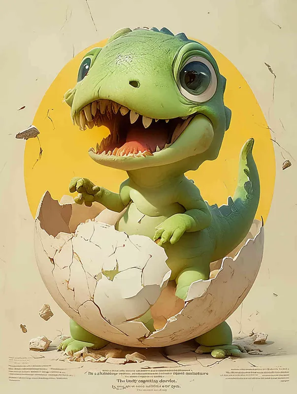 Blind box, a green, round little dinosaur sitting inside a broken eggshell, laughing loudly ，white background，ng _ deepnegative _v1_75t,badhandv4( worst quality :2),( low quality :2),( normal quality :2), lowres , bad anatomy , bad hands , normal quality ,(( monochrome )),(( grayscale )), Sampler ：DDIM ， Steps： 30
 - style3部分