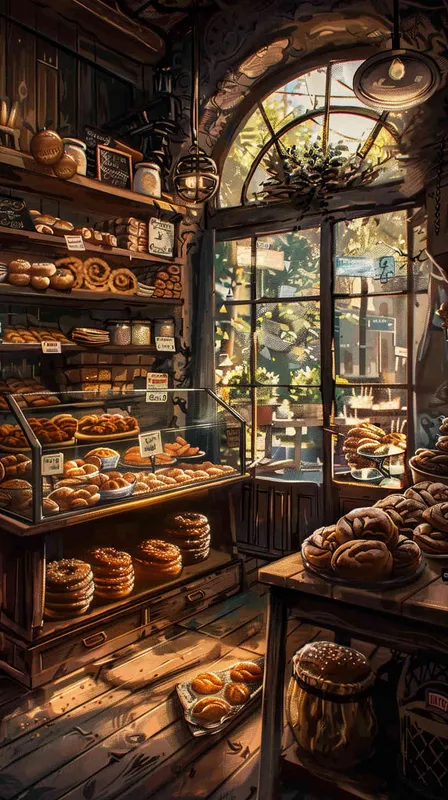 设计一张，面包店里面的场景背景 - style2部分