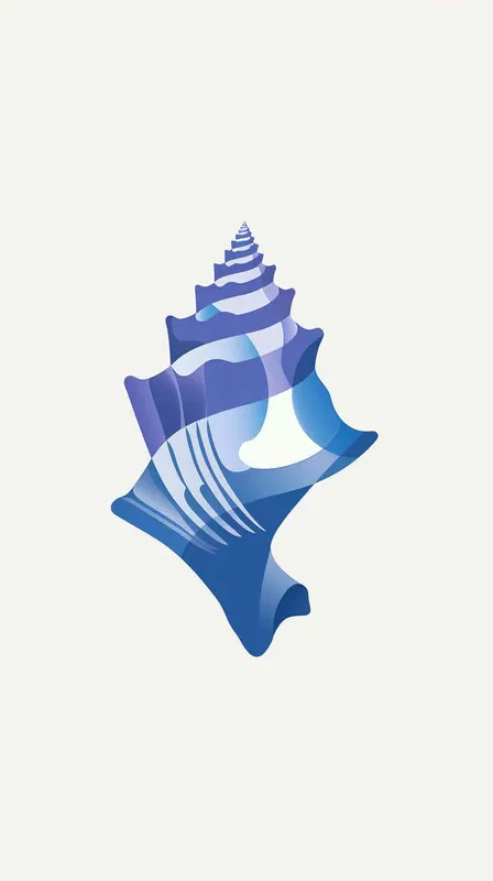 给一个海洋公园设计一个logo，以海螺作为设计元素，扁平，蓝色调，白色背景 - style1部分