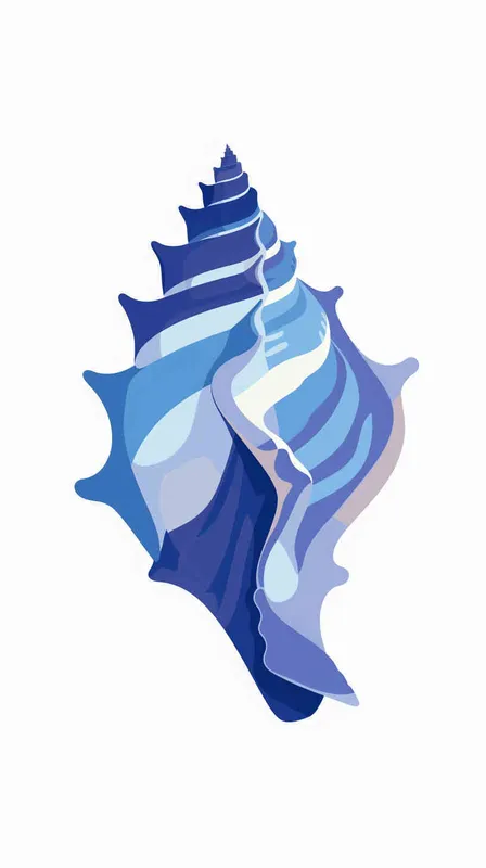 给一个海洋公园设计一个logo，以海螺作为设计元素，扁平，蓝色调，白色背景 - style3部分