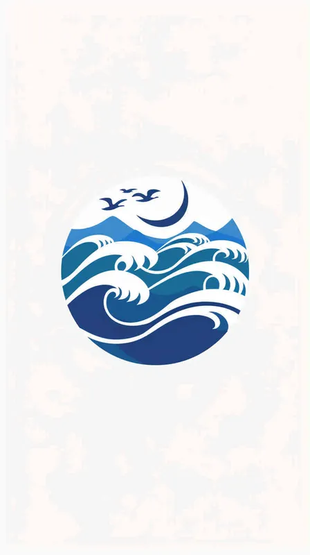 给一个海洋公园设计一个logo，以海浪作为设计元素，扁平，蓝色调，白色背景 – AI绘画作品展示 | Midjourney中文版生成