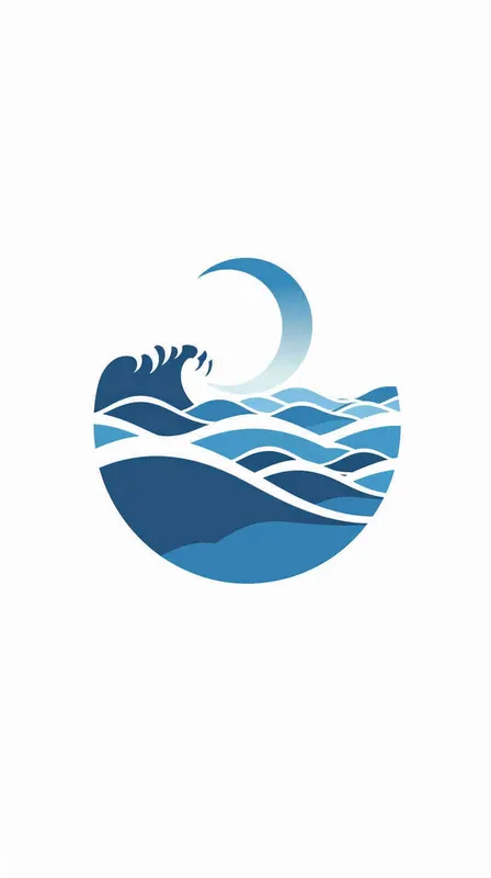 给一个海洋公园设计一个logo，以海浪作为设计元素，扁平，蓝色调，白色背景 - style2部分