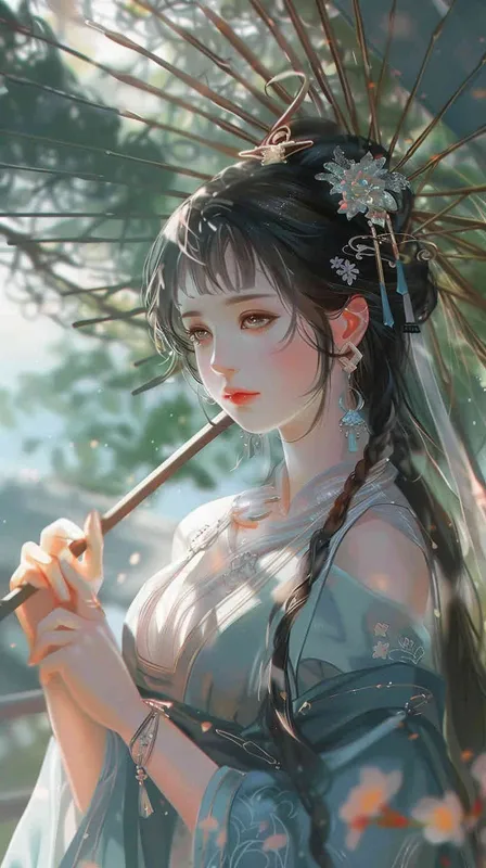 给一个海洋公园设计一个logo，女孩赶海作为设计元素，扁平，蓝色调，白色背景 - style2部分