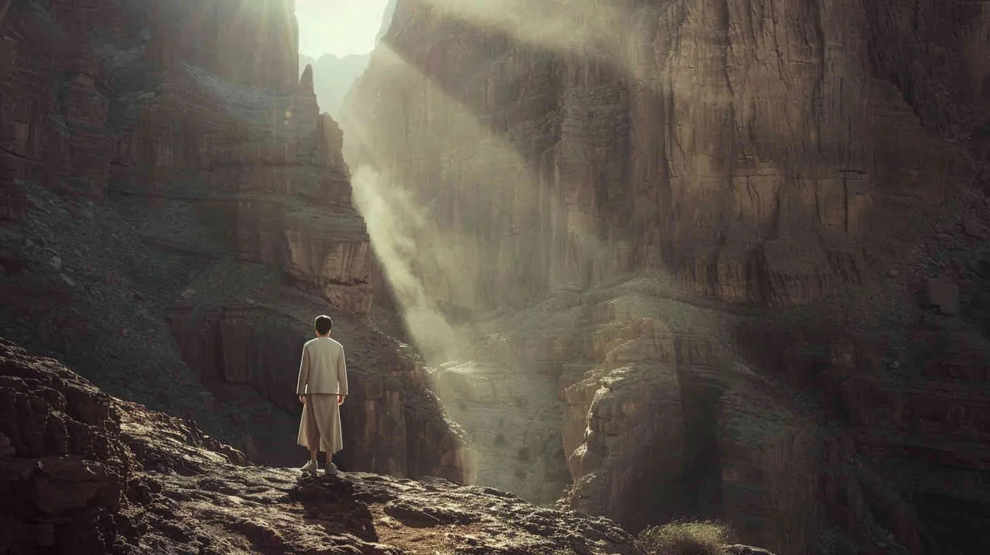 **A 24-year-old Chinese male model wearing light khaki sun protection clothing poses in a magnificent canyon,Photography,The picture is from Emmanuel Lubezki's work,full body,cinematic shot,Crepuscular Ray, --v 6.0 --s 50** - Zoom Out by <@1079638033529311242> (fast) – style3部分” class=”wp-image”/>
</figure>


<figure class=