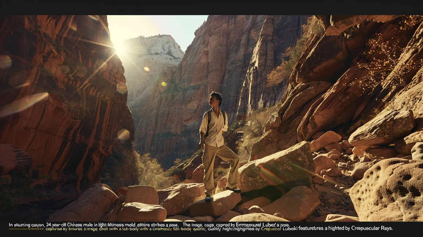 **A 24-year-old Chinese male model wearing light khaki sun protection clothing poses in a magnificent canyon,Photography,The picture is from Emmanuel Lubezki's work,full body,cinematic shot,Crepuscular Ray, --v 6.0 --s 50** - Zoom Out by <@1079638033529311242> (fast) – style4部分” class=”wp-image”/>
</figure>

</figure>
</p>


<h2 class=