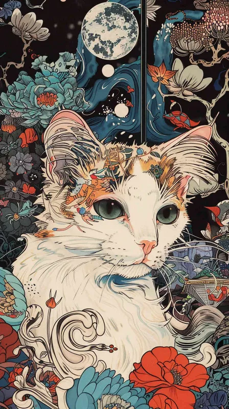 In American comics, the story is presented in multiple irregular colored panels. This American short haired cat experienced hardships when running away from home and then reunited with its owner. Exaggerated and meticulous style - style1部分