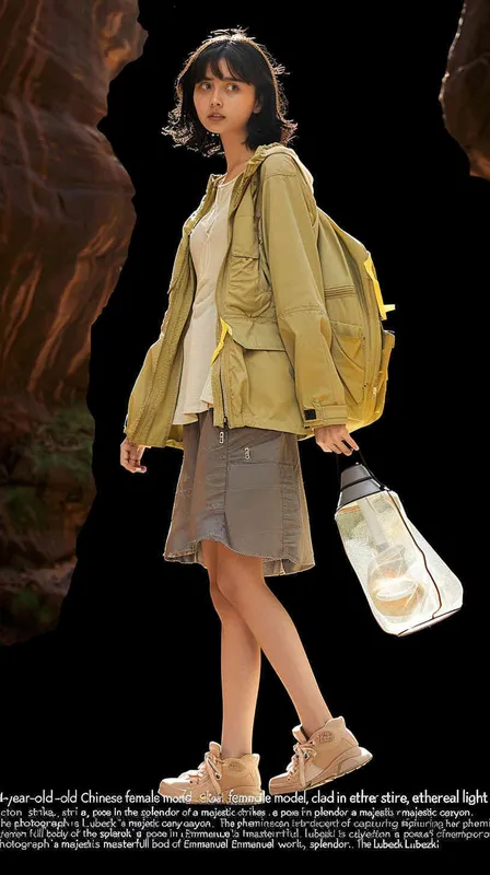 **A 24-year-old Chinese famale model wearing light khaki sun protection clothing poses in a magnificent canyon,Photography,The picture is from Emmanuel Lubezki's work,full body,cinematic shot,Crepuscular Ray, --v 6.0 --s 50** - Zoom Out by <@1079638033529311242> (fast) – style3部分” class=”wp-image”/>
</figure>


<figure class=