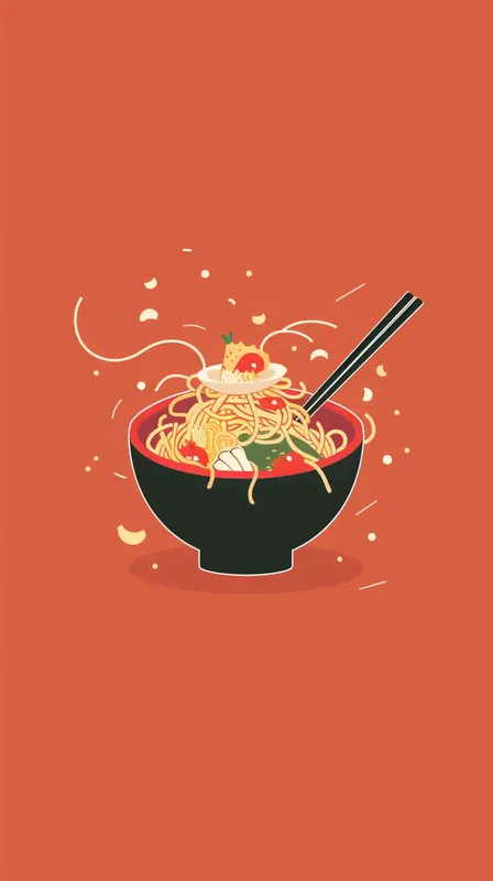 为螺狮粉品牌设计一个logo，以海螺和粉丝作为设计元色，颜色暖色，纯色背景，扁平化，插画风格 - style1部分