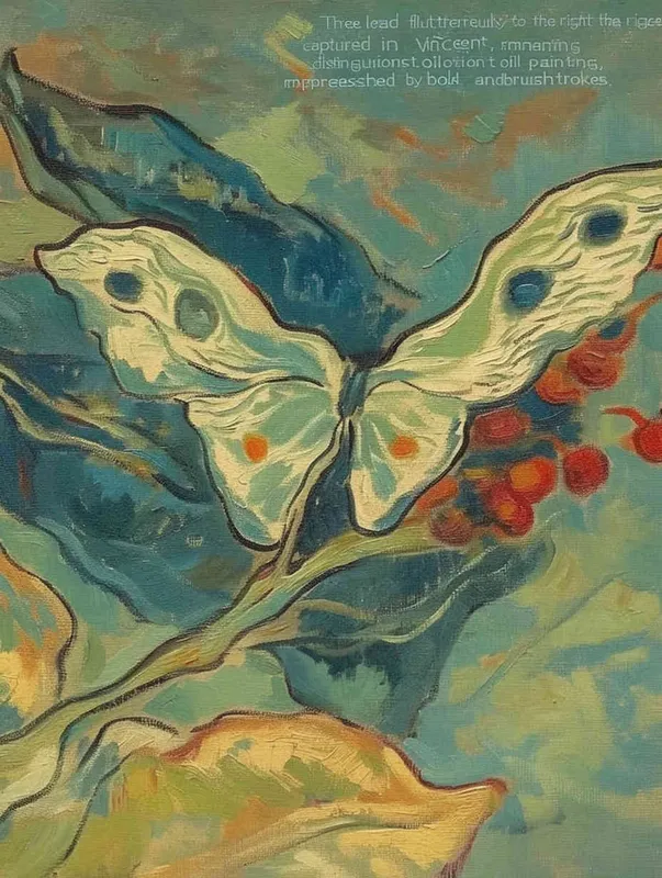 three leaves, the three leaves falling to the right, Vincent van Gogh paint , impressionist oil painting，bold brushstrokes - style2部分