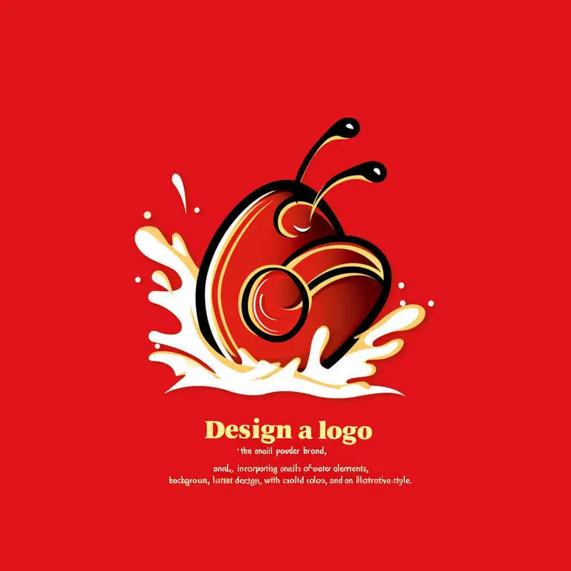 为螺狮粉品牌设计一个logo，以螺狮和水花作为设计元色，颜色暖色，纯色背景，扁平化，插画风格  - style1部分
