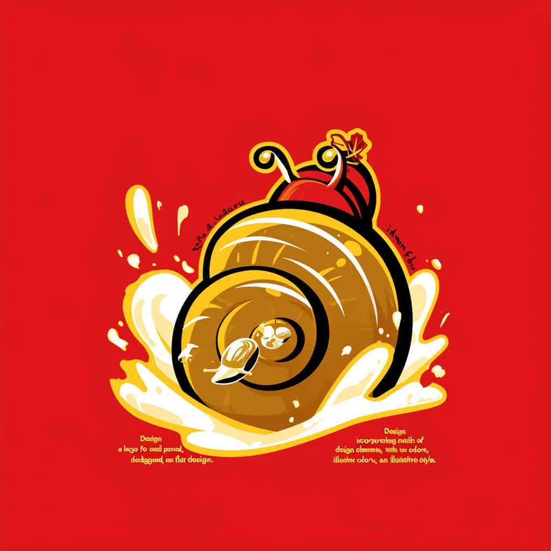 为螺狮粉品牌设计一个logo，以螺狮和水花作为设计元色，颜色暖色，纯色背景，扁平化，插画风格  - style2部分