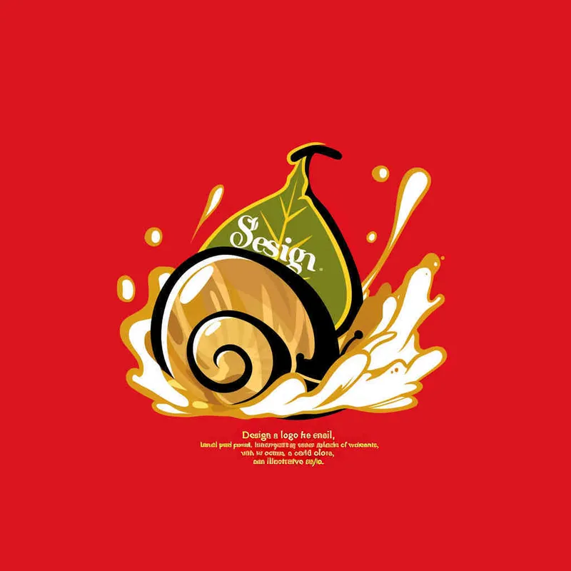 为螺狮粉品牌设计一个logo，以螺狮和水花作为设计元色，颜色暖色，纯色背景，扁平化，插画风格  - style3部分