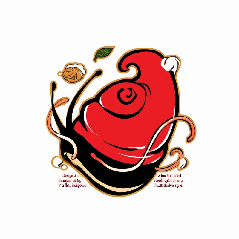 为螺狮粉品牌设计一个logo，以螺狮和水花作为设计元色，颜色暖色，纯色背景，扁平化，插画风格 - style2部分