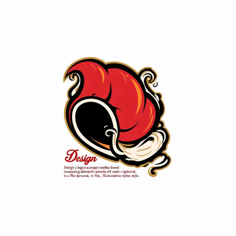 为螺狮粉品牌设计一个logo，以螺狮和水花作为设计元素，颜色暖色，纯色背景，扁平化，插画风格  - style4部分