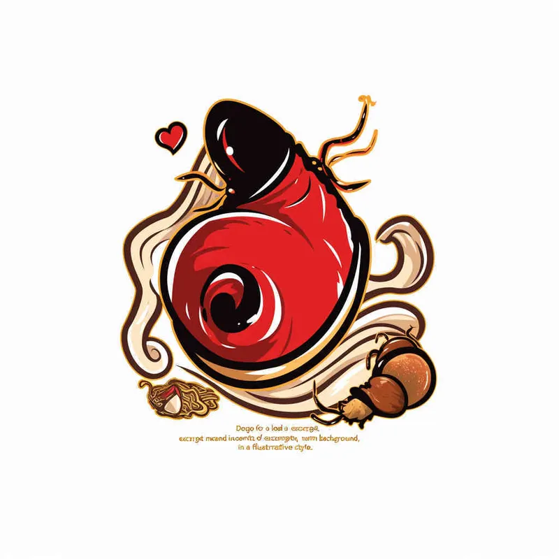 为螺狮粉品牌设计一个logo，以螺狮和水花作为设计元素，颜色暖色，纯色背景，扁平化，插画风格  - style1部分