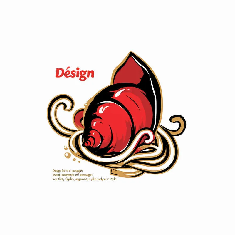 为螺狮粉品牌设计一个logo，以螺狮和水花作为设计元素，颜色暖色，纯色背景，扁平化，插画风格  - style3部分