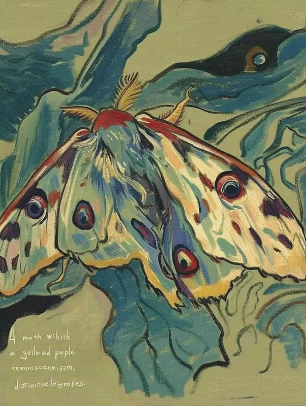 A moth, yellow purple color scheme, Impressionism, Van Gogh, with distinct brushstrokes – AI绘画作品展示 | Midjourney中文版生成
