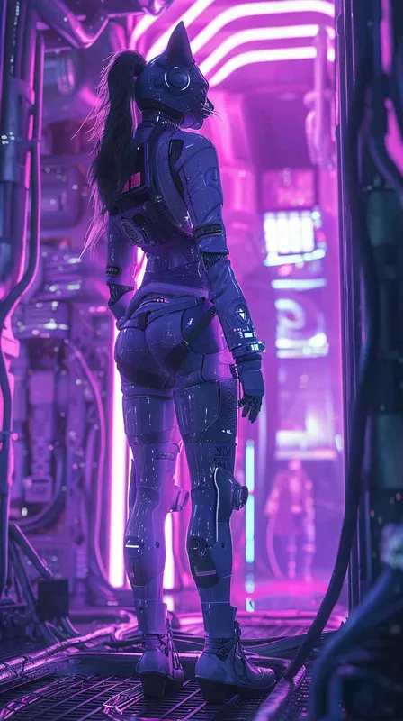 taylor Swift和一只猫咪机器人在外太空开演唱会,赛博朋克风格,舞台非常漂亮,是紫色氛围 – AI绘画作品展示 | Midjourney中文版生成