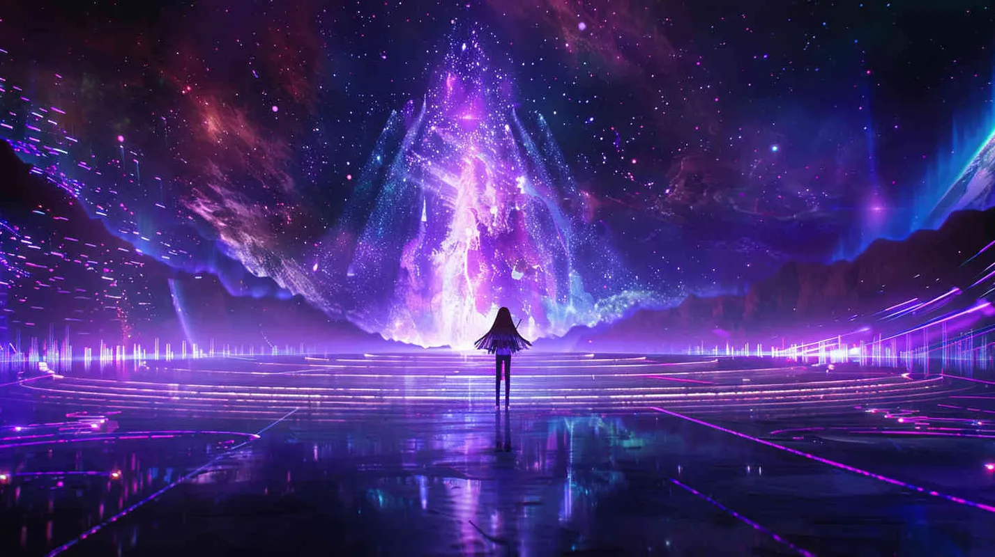 taylor Swift在外太空开演唱会,赛博朋克风格,舞台非常漂亮 – AI绘画作品展示 | Midjourney中文版生成