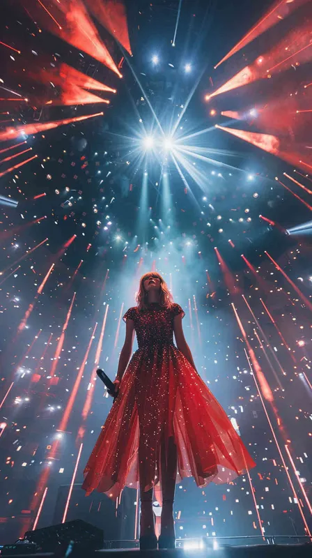 taylor Swift在外太空开演唱会，赛博朋克风格，舞台非常漂亮 - style3部分