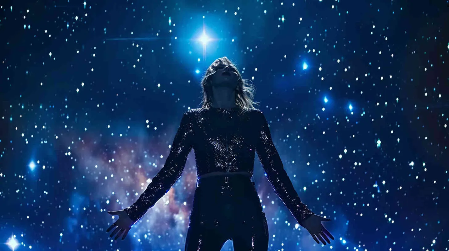 taylor Swift在外太空开演唱会,写实风格,舞台非常漂亮 - AI绘画作品展示 | Midjourney中文版生成