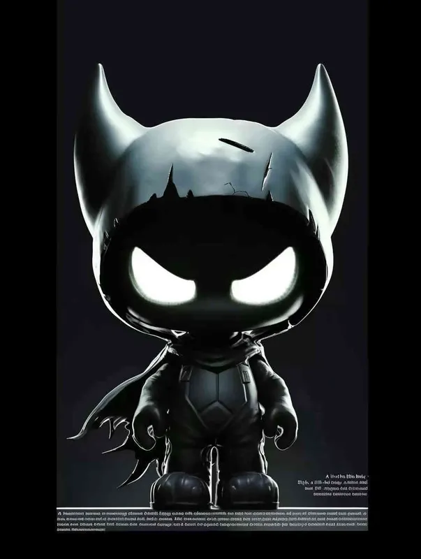 Blind Box Style , full body, chibi, Delicate features, A black demon IP image, with a round head and a pair of horns, a black patch on the top of the head, inverted triangular eyes with only white eyes, two nostrils, and claws on both hands and feet，black background, Natural lighting, 8K, best quality, ultra - detail, 3D, C4D, Blender, OC renderer, ultra HD, 3D rendering  - style4部分