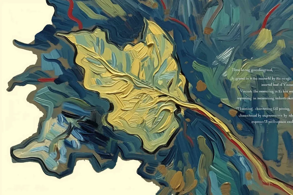 three leaves, the three leaves falling to the right, Vincent van Gogh paint , impressionist oil painting，bold brushstrokes  - style2部分