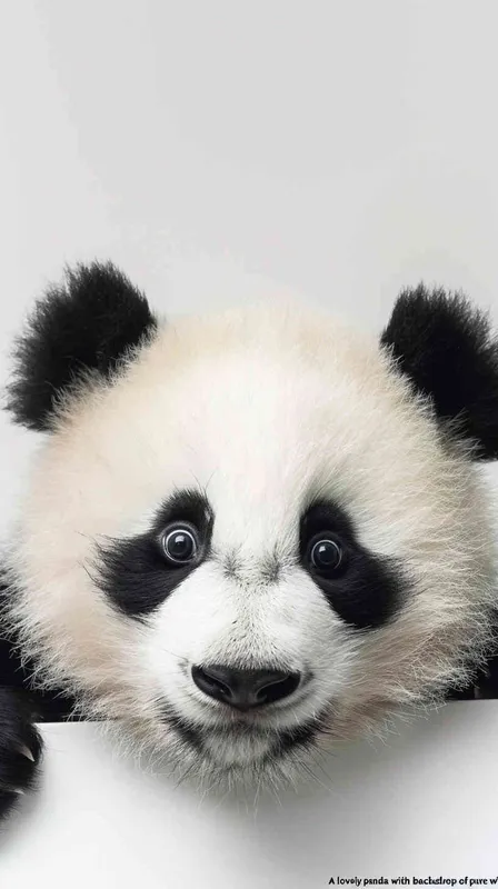 一只可爱的熊猫，探头探脑，白色背景，全身 - style1部分