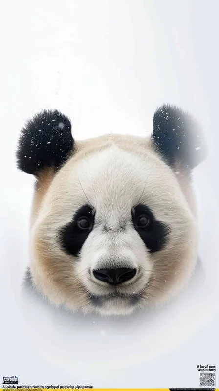 一只可爱的熊猫，探头探脑，白色背景，全身 - style4部分