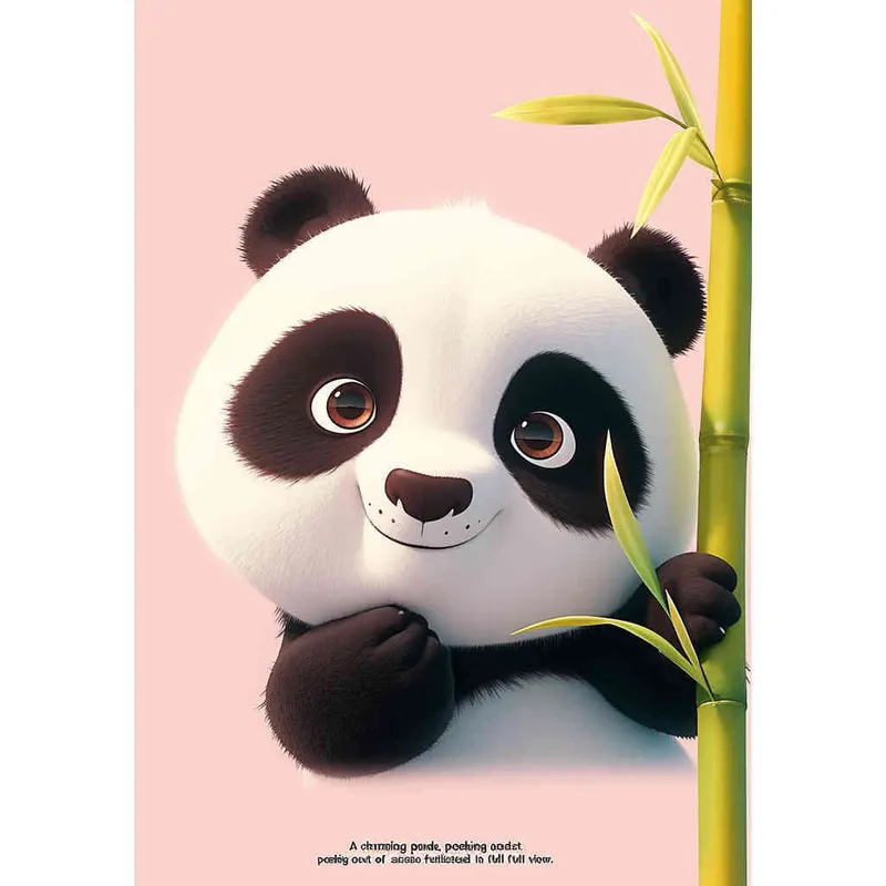 一只可爱的熊猫，探头探脑，白色背景，全身 – AI绘画作品展示 | Midjourney中文版生成