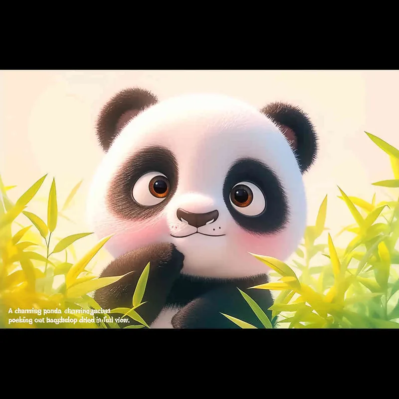 一只可爱的熊猫，探头探脑，白色背景，全身 - AI绘画作品展示 | Midjourney中文版生成