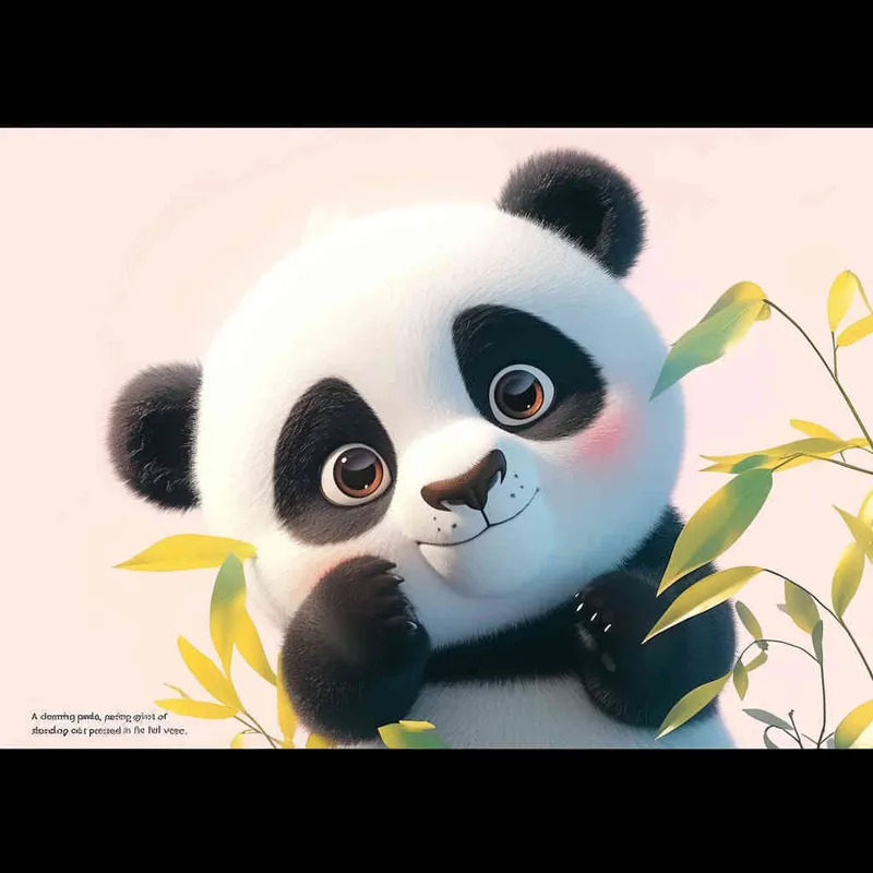 一只可爱的熊猫，探头探脑，白色背景，全身 - style1部分