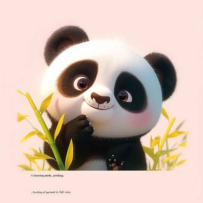 一只可爱的熊猫，探头探脑，白色背景，全身 - style2部分