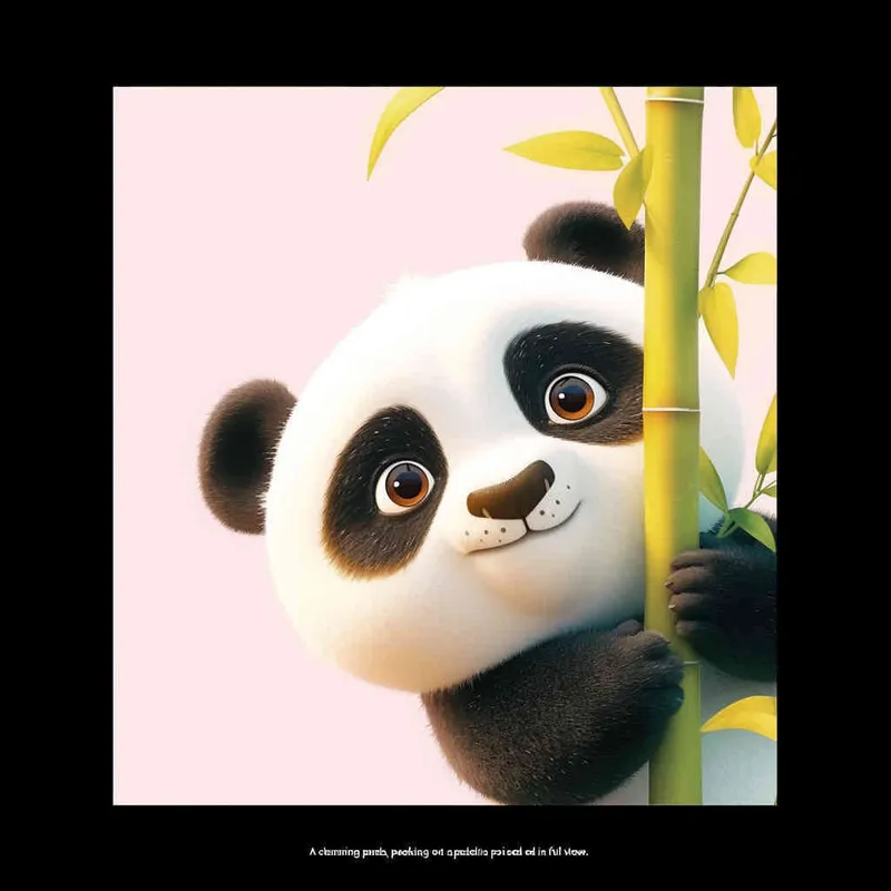 一只可爱的熊猫，探头探脑，白色背景，全身 - style4部分