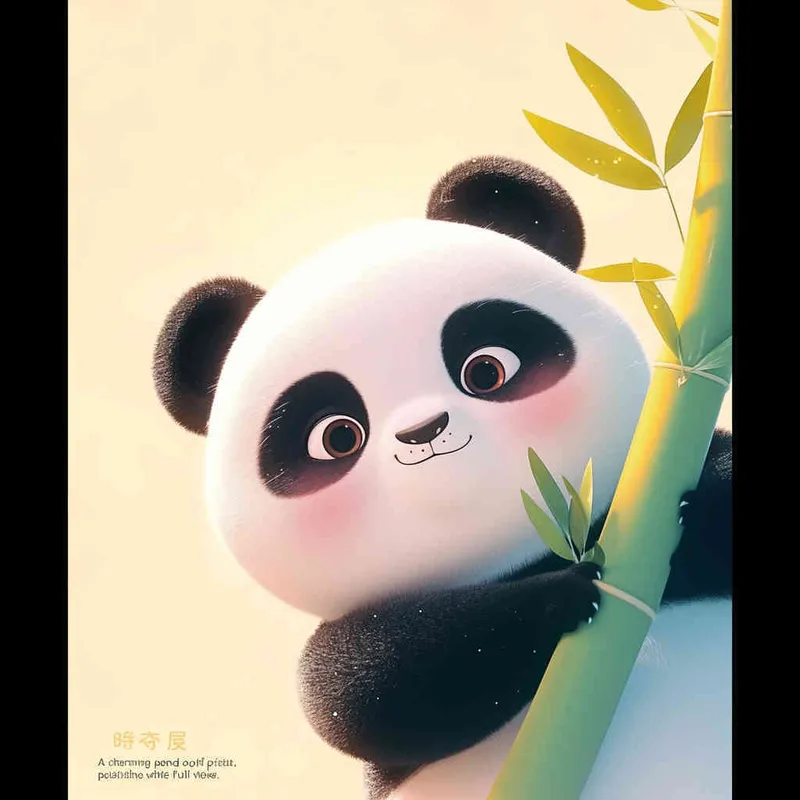 一只可爱的熊猫，探头探脑，白色背景，全身 - AI绘画作品展示 | Midjourney中文版生成