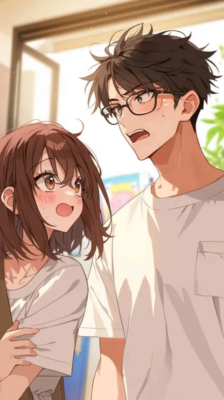 An anime-inspired scene where a male character enthusiastically discusses his hobbies and interests with a female character. The male character is depicted with vibrant expressions and gestures, showcasing his passion for his hobbies, while the female character listens attentively, showing interest and engagement. The background features colorful elements related to the hobbies being discussed, creating a lively and engaging atmosphere. - style2部分