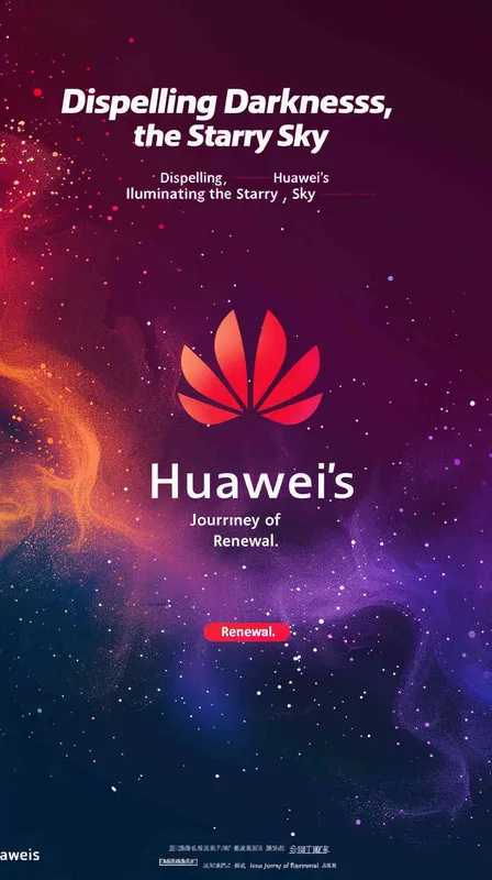 学校案例大赛的报考封面,渐变色,要有华为logo。文字如下:标题:晦暗散尽,星河长明——华为焕新之路。 - AI绘画作品展示 | Midjourney中文版生成