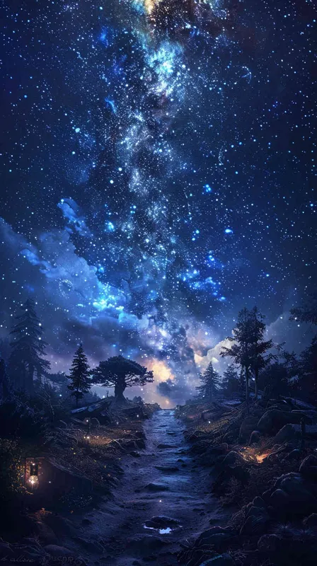 海报画面，一条光明的大路，通往星空的画面，深色调子，画面细节丰富，大师作品 - style1部分