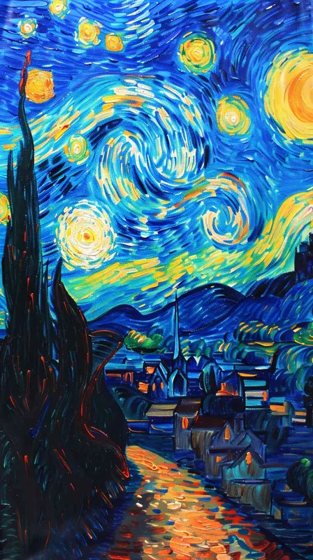 印象派海报画面，一条光明的大路，通往星空的画面，扁平插画，构成主义，不要阴影，不要体积，大师作品 - style4部分