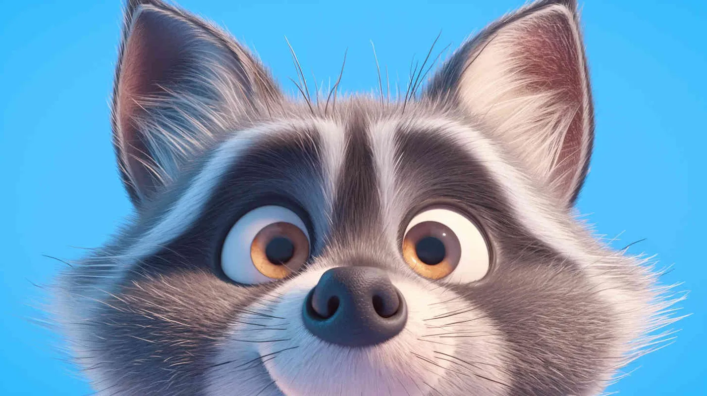 Pixar style, Disney Style, 3D design, C4D modeling, Initial Stage: A normal gray raccoon with a healthy physique, neat fur, lively eyes, wearing simple clothes, without any special marks. , LivelyAtmosphere, Blender, OC Renderer, High Detail, High Quality - AI绘画作品展示 | Midjourney中文版生成