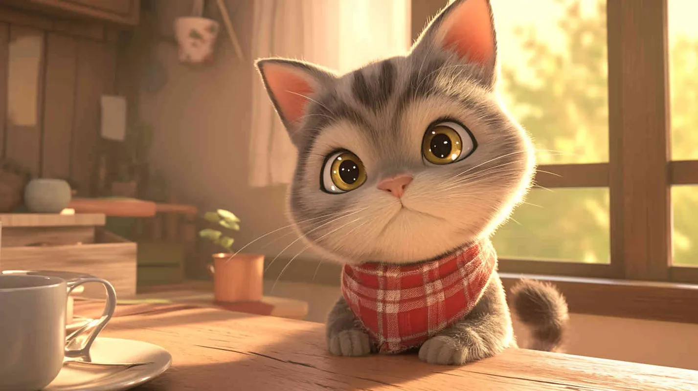 Pixar style, Disney Style, 3D design, C4D modeling,A gray tabby cat, agile in stature, with sharp eyes and tidy fur, dressed in simple clothing, without any special markings, LivelyAtmosphere, Blender, OC Renderer, High Detail, High Quality - AI绘画作品展示 | Midjourney中文版生成