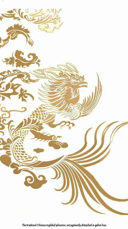 中国传统鎏金凤凰纹样，白色背景，细节丰富，画面金黄 - AI绘画作品展示 | Midjourney中文版生成