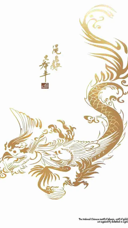 中国传统鎏金凤凰纹样，白色背景，细节丰富，画面金黄 - AI绘画作品展示 | Midjourney中文版生成