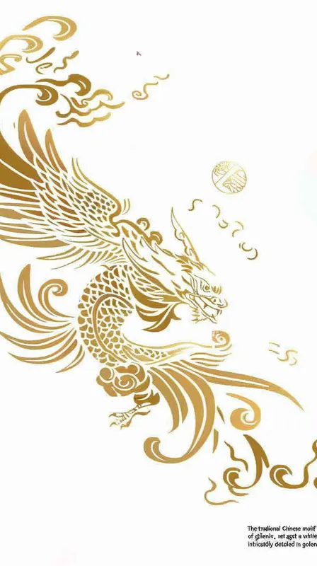 中国传统鎏金凤凰纹样，白色背景，细节丰富，画面金黄 - AI绘画作品展示 | Midjourney中文版生成