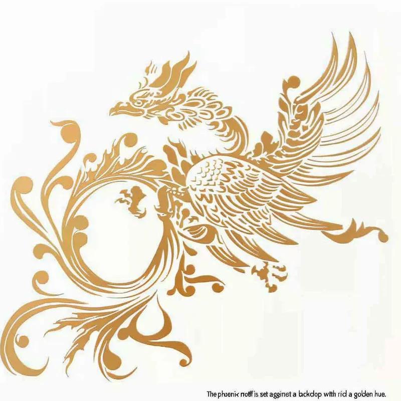 凤凰纹样，白色背景，细节丰富，画面金黄  - style1部分